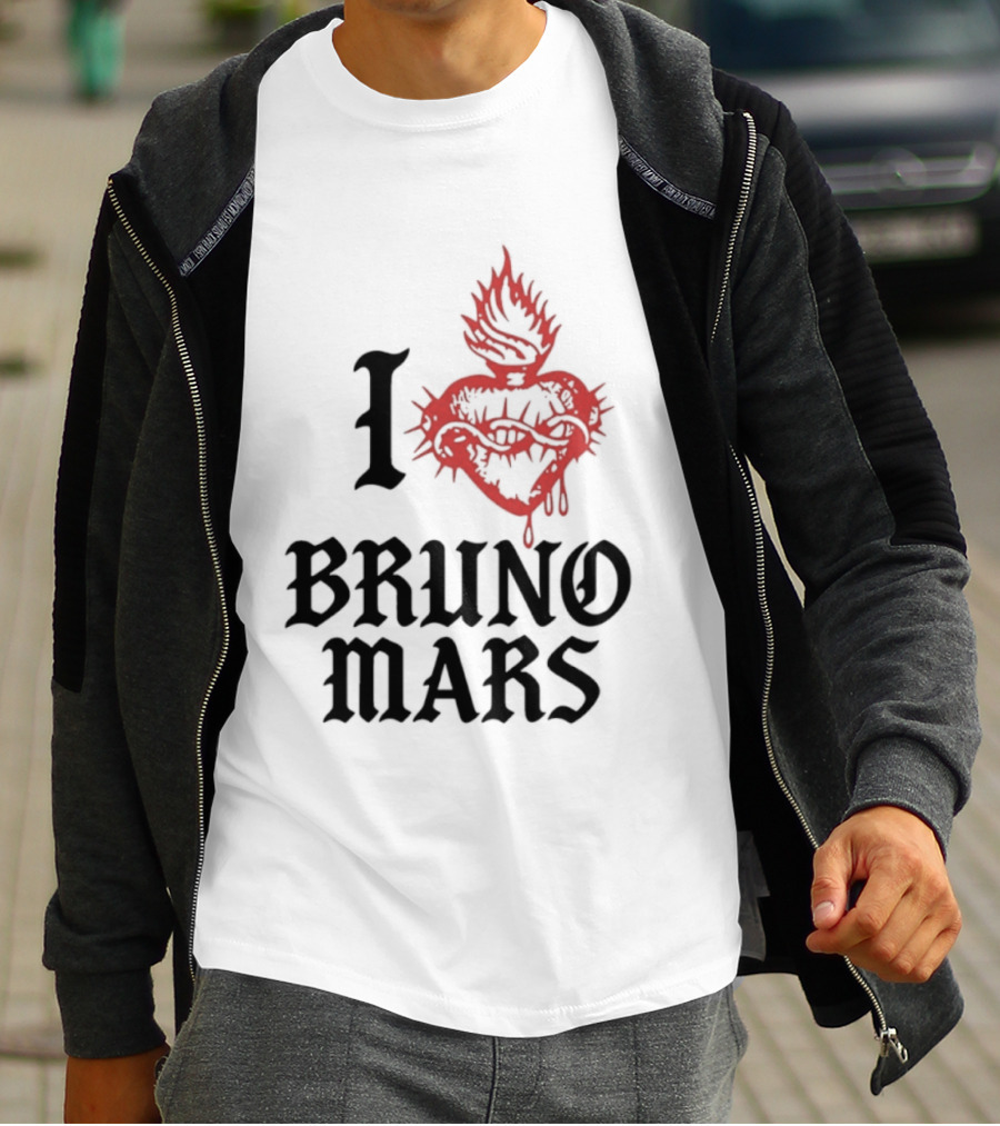 I Heart Bruno Mars Romantic Tour Flame Heart T-Shirt