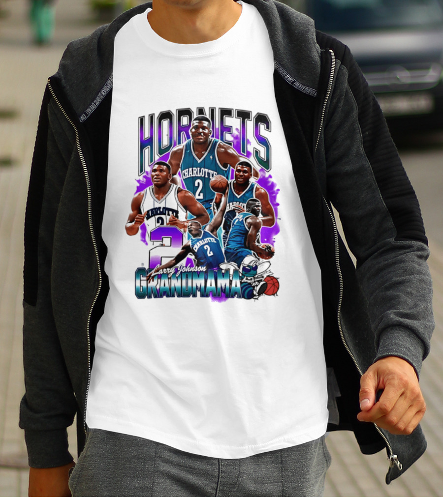 Charlotte Hornets Larry Johnson Basketball Grandmama 2 T-Shirt