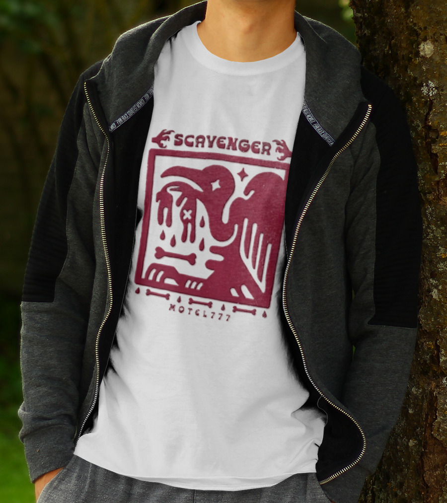 Scavenger Motel 777 Bird Design With Bones And Droplets T-Shirt