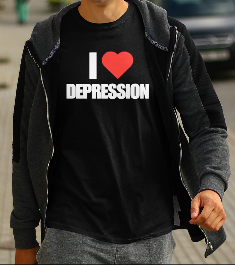 I Heart Depression Text With Red Love T-Shirt