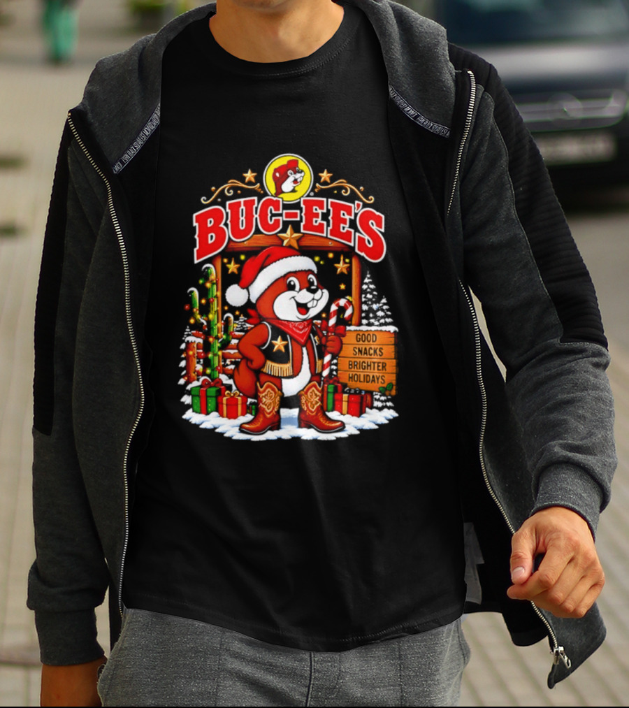 Buc Ee's Sleighs The Holidays Good Snacks Brighter Days Christmas T-Shirt