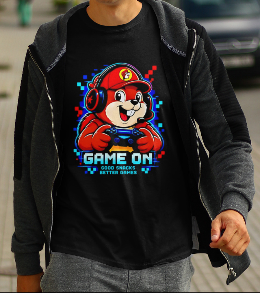 Buc Ee's X Gamer Game On Good Snacks Better Games T-Shirt