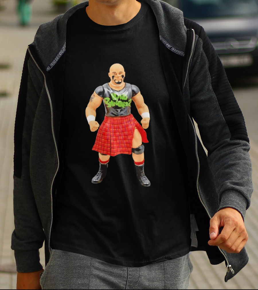 Loud Knockers Wrestling Figure In Red Plaid Skirt T-Shirt