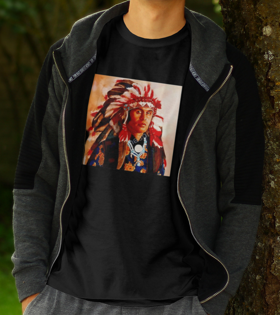 Chief Kirk Native American Indigenous Headdress And Traditional Attire T-Shirt