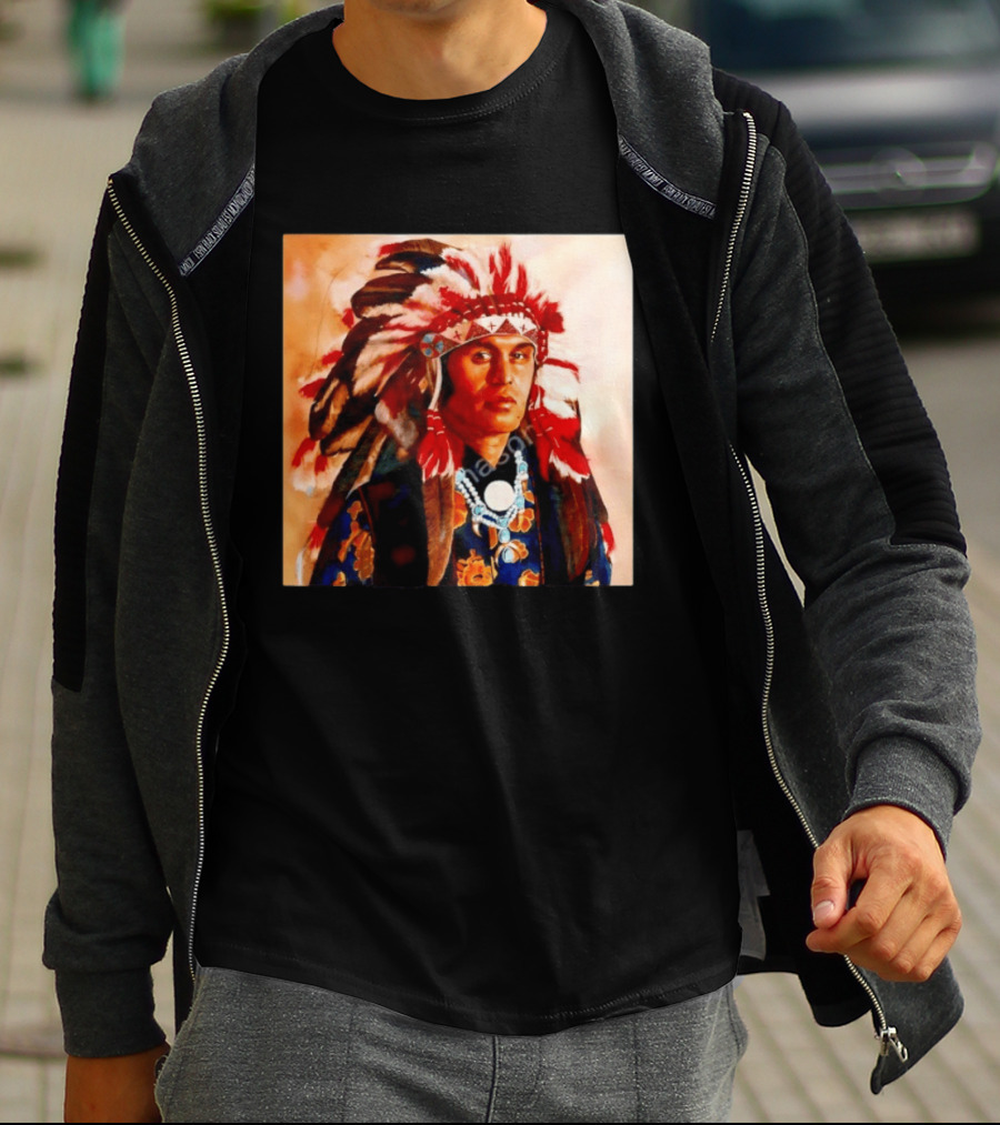 Chief Kirk Native American Indigenous Headdress And Traditional Attire T-Shirt