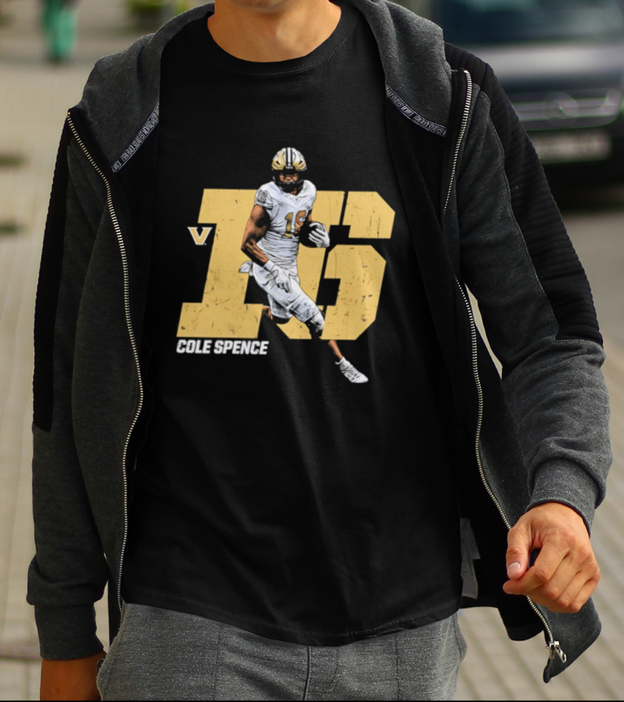 Vanderbilt Commodores Cole Spence 16 NCAA Football Player Pose T-Shirt