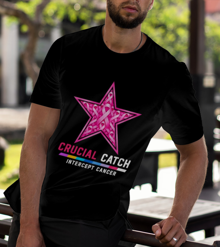 Dallas Cowboys 2026 Crucial Catch Intercept Cancer Pink Ribbon Star T-Shirt