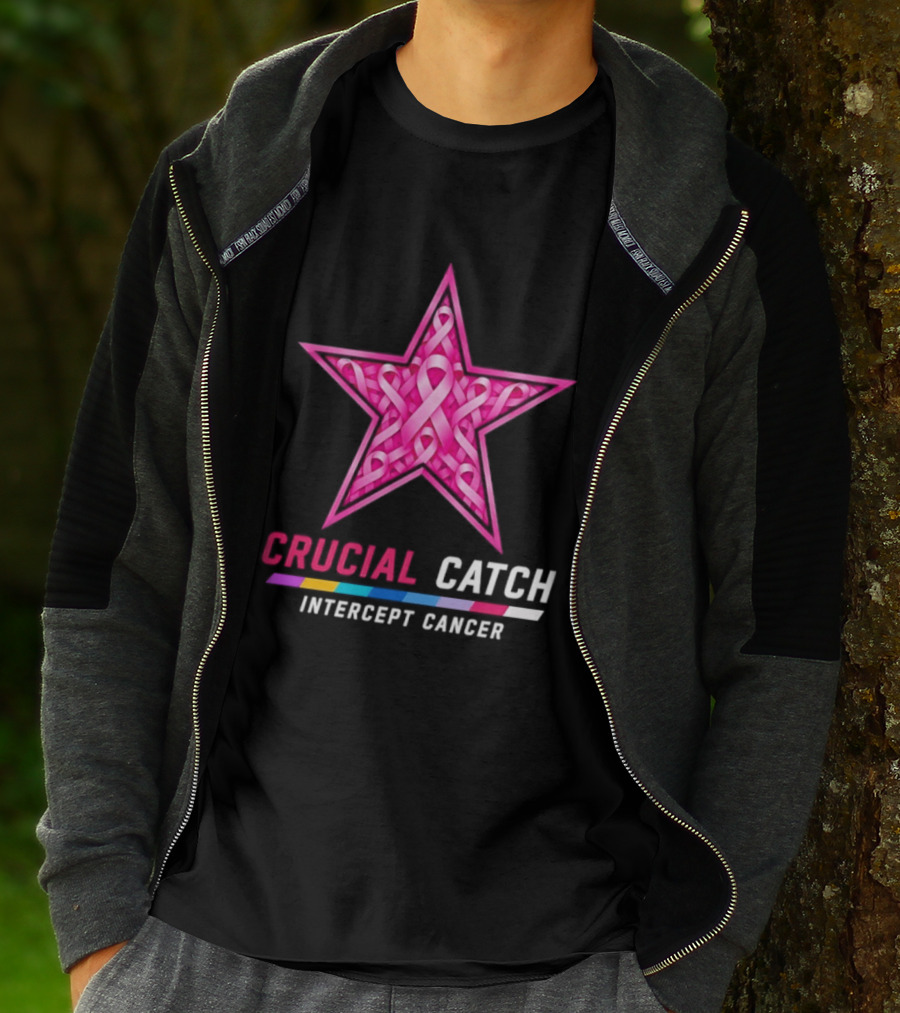 Dallas Cowboys 2026 Crucial Catch Intercept Cancer Pink Ribbon Star T-Shirt