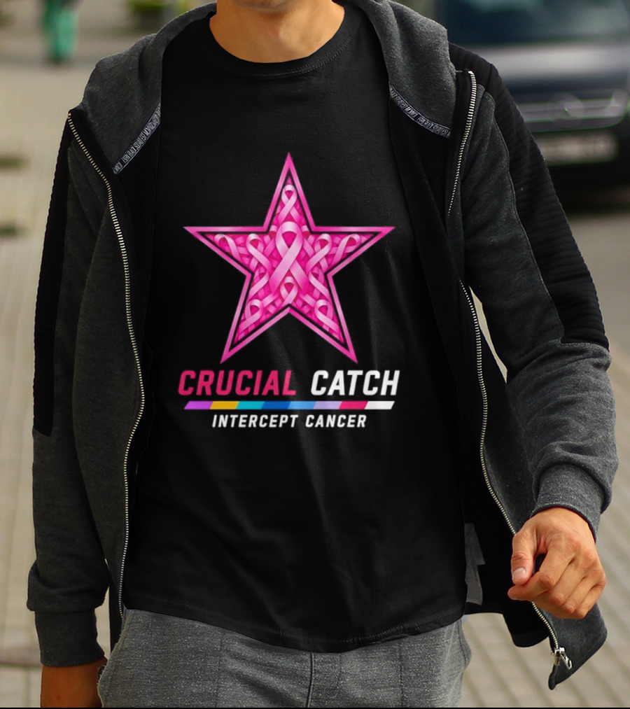 Dallas Cowboys 2026 Crucial Catch Intercept Cancer Pink Ribbon Star T-Shirt