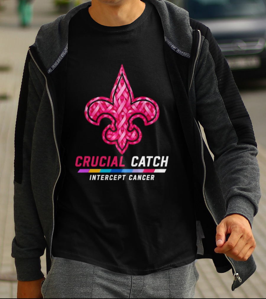 New Orleans Saints Fleur De Lis Crucial Catch Intercept Cancer 2026 T-Shirt