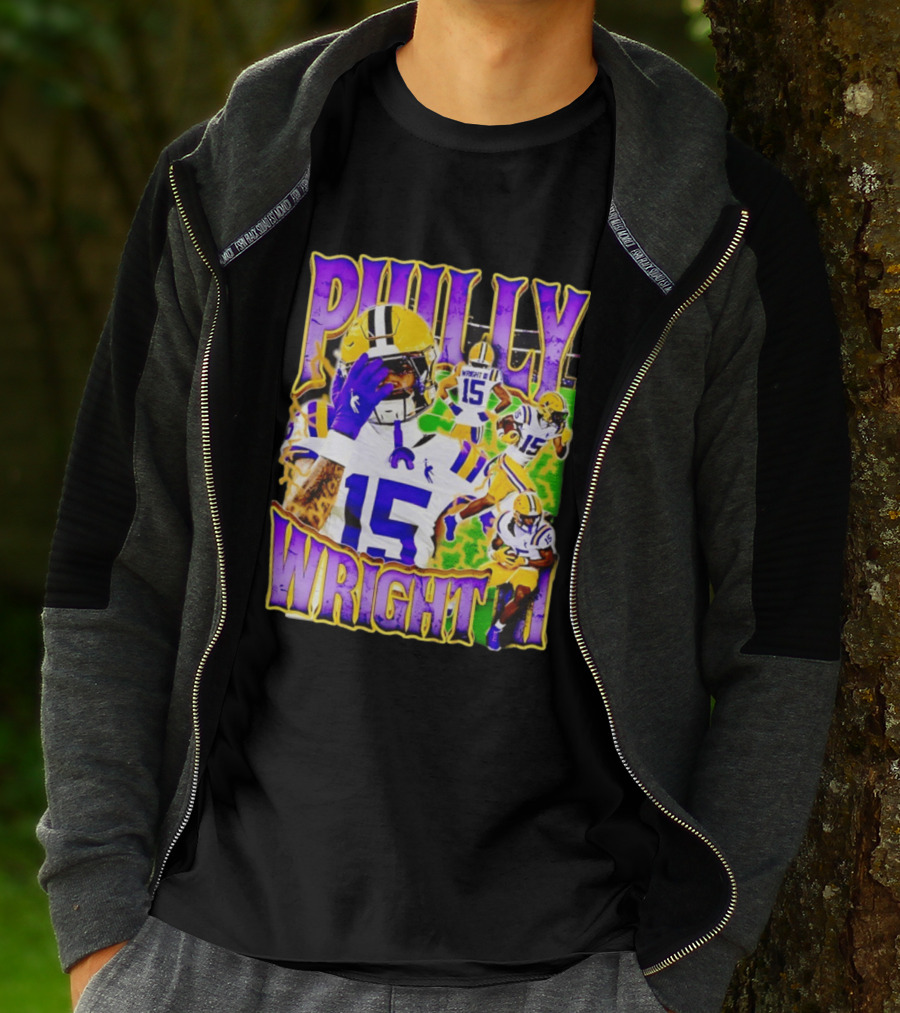 Philly Wright III LSU Tigers Football Number 15 Bayou NCAA Player T-Shirt