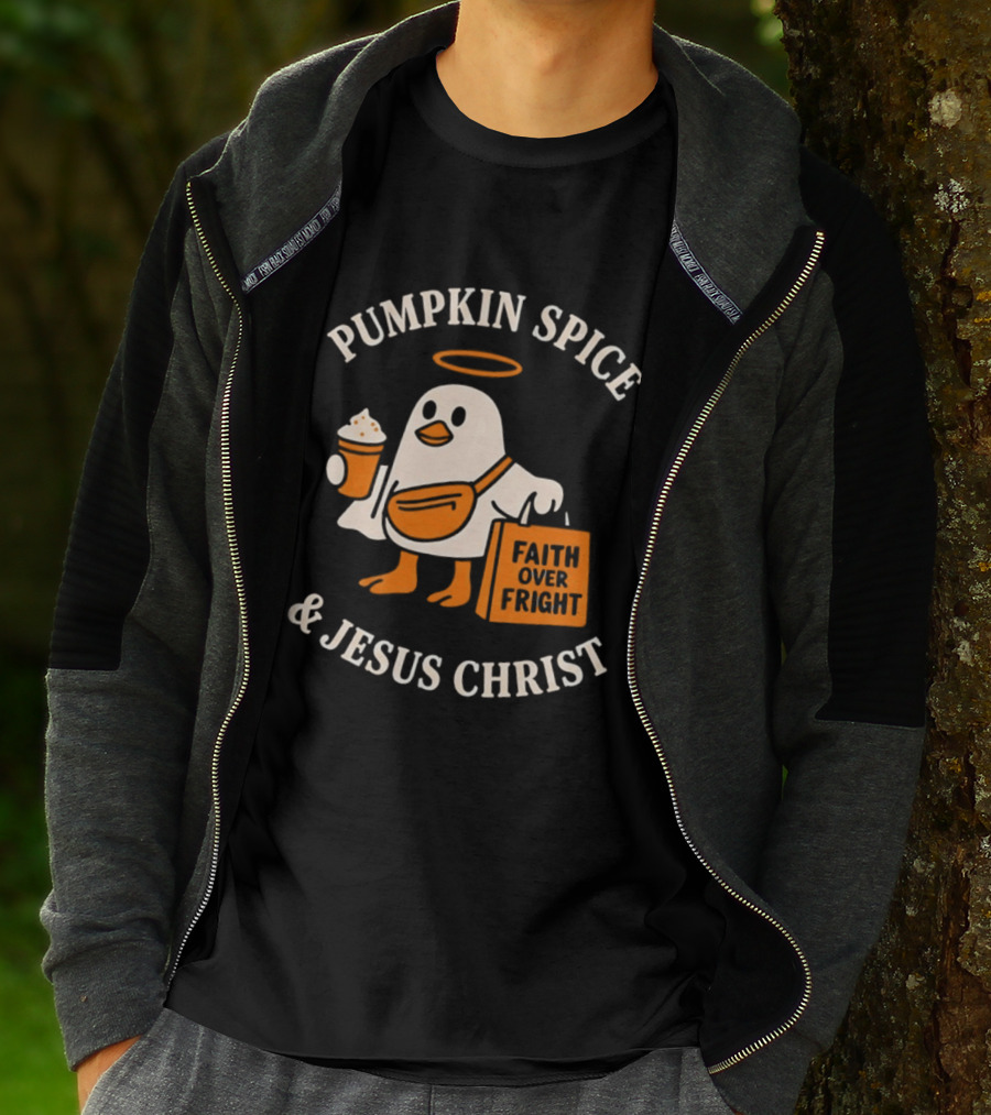 Pumpkin Spice And Jesus Christ Faith Over Fright Halloween 2026 T-Shirt