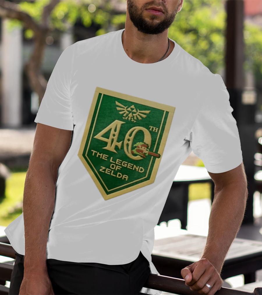 40th Anniversary The Legend Of Zelda With Link Pixel Art And Triforce T-Shirt