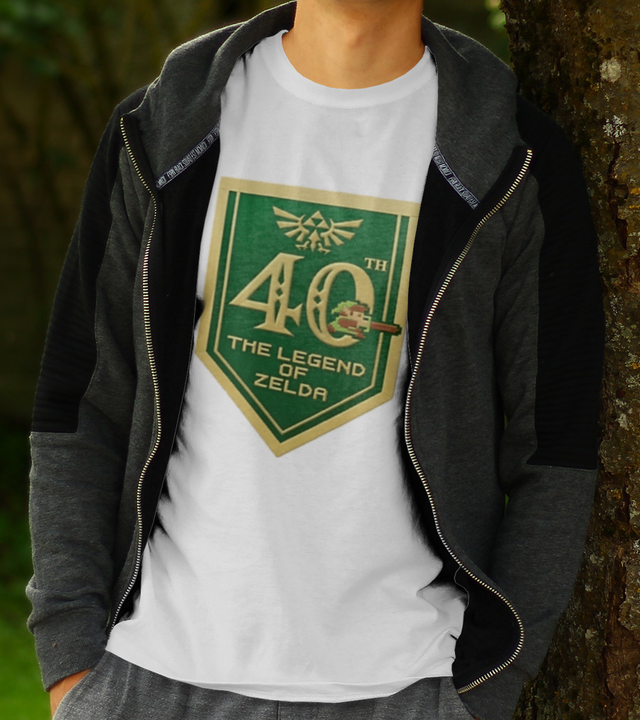 40th Anniversary The Legend Of Zelda With Link Pixel Art And Triforce T-Shirt