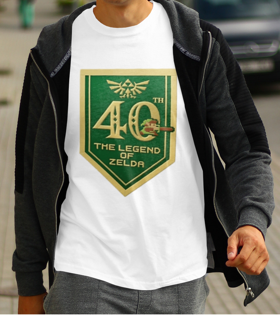 40th Anniversary The Legend Of Zelda With Link Pixel Art And Triforce T-Shirt