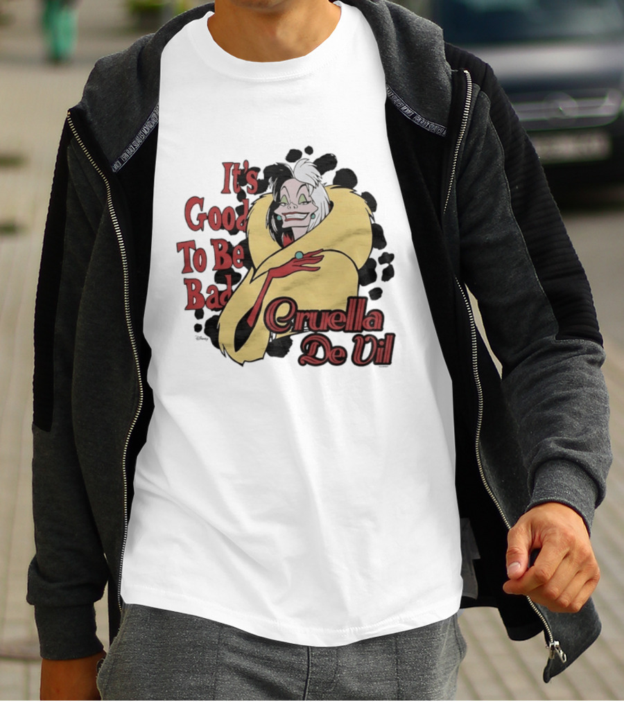 101 Dalmatians Cruella De Vil It's Good To Be Bad Retro Cartoon Villain T-Shirt