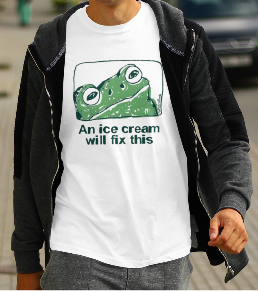 An Ice Cream Will Fix This Frog Retro Humor T-Shirt