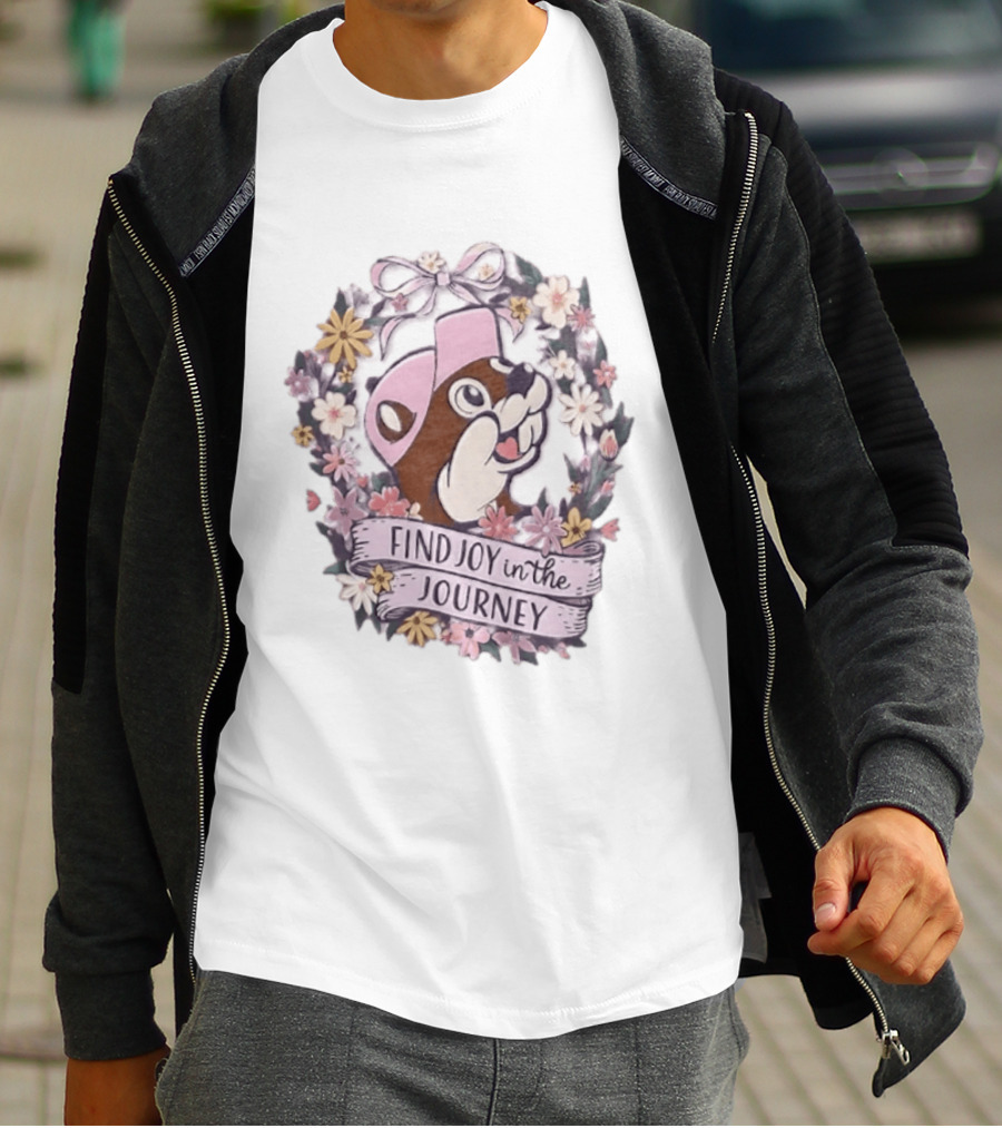 Buc Ee's Find Joy In The Journey Beaver Floral Wreath T-Shirt