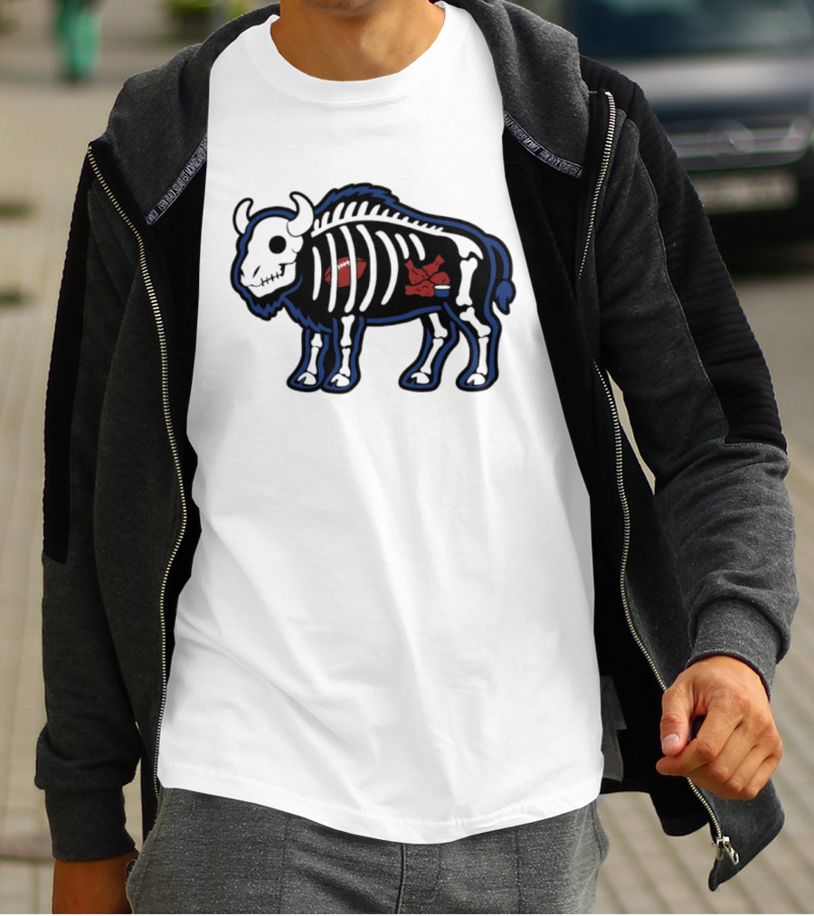 Buffalo Mafia Football X Ray Skeleton Drawing With Chicken Wings And Blue Cheese T-Shirt