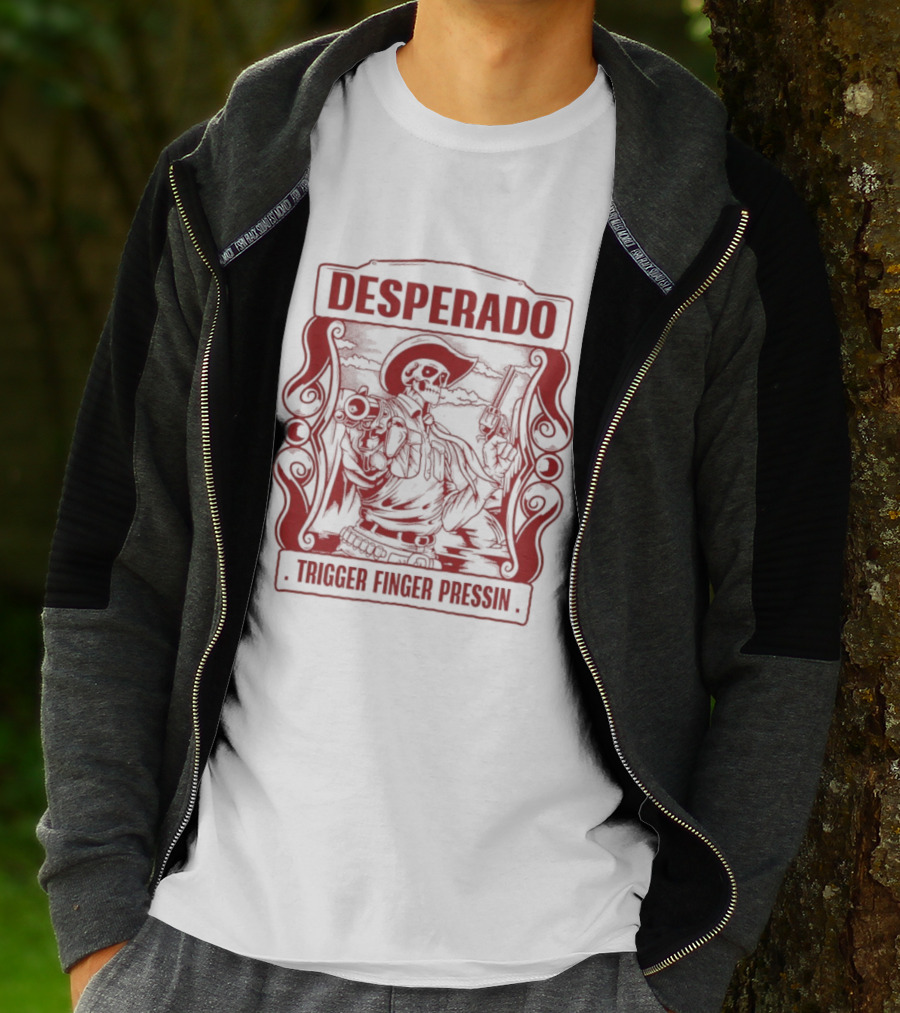 Desperado Trigger Finger Pressing Skeleton T-Shirt