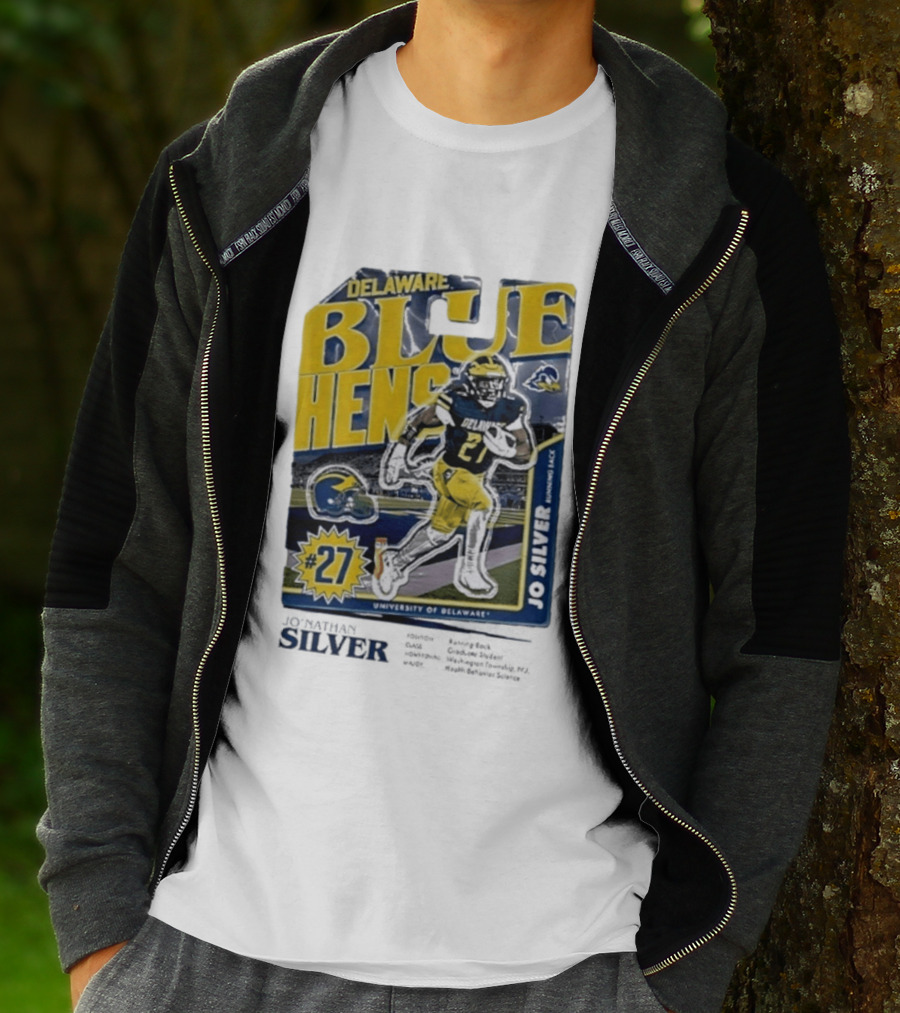 Delaware Blue Hens Jo Silver #27 University Of Delaware Football T-Shirt