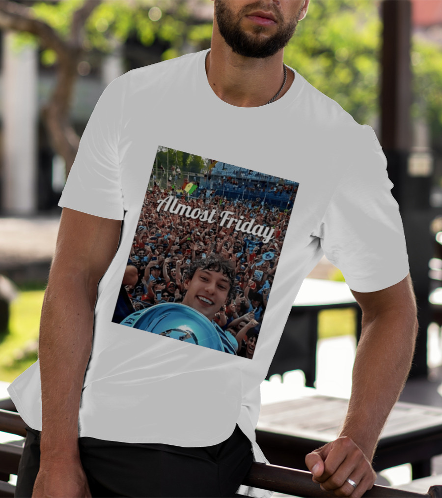 Kimi Antonelli Victory Selfie With Trophy After Winning 2026 Italian Grand Prix At Monza Almost Friday T-Shirt