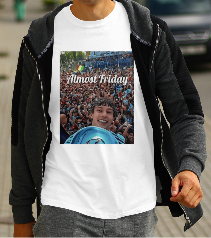 Kimi Antonelli Victory Selfie With Trophy After Winning 2026 Italian Grand Prix At Monza Almost Friday T-Shirt
