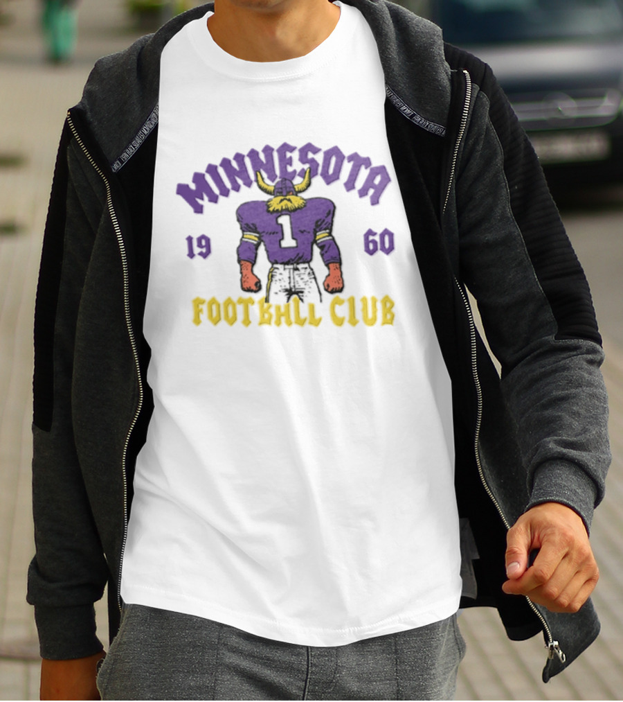 Minnesota Vikings 1960 Football Club Retro Horned Player Purple Yellow T-Shirt