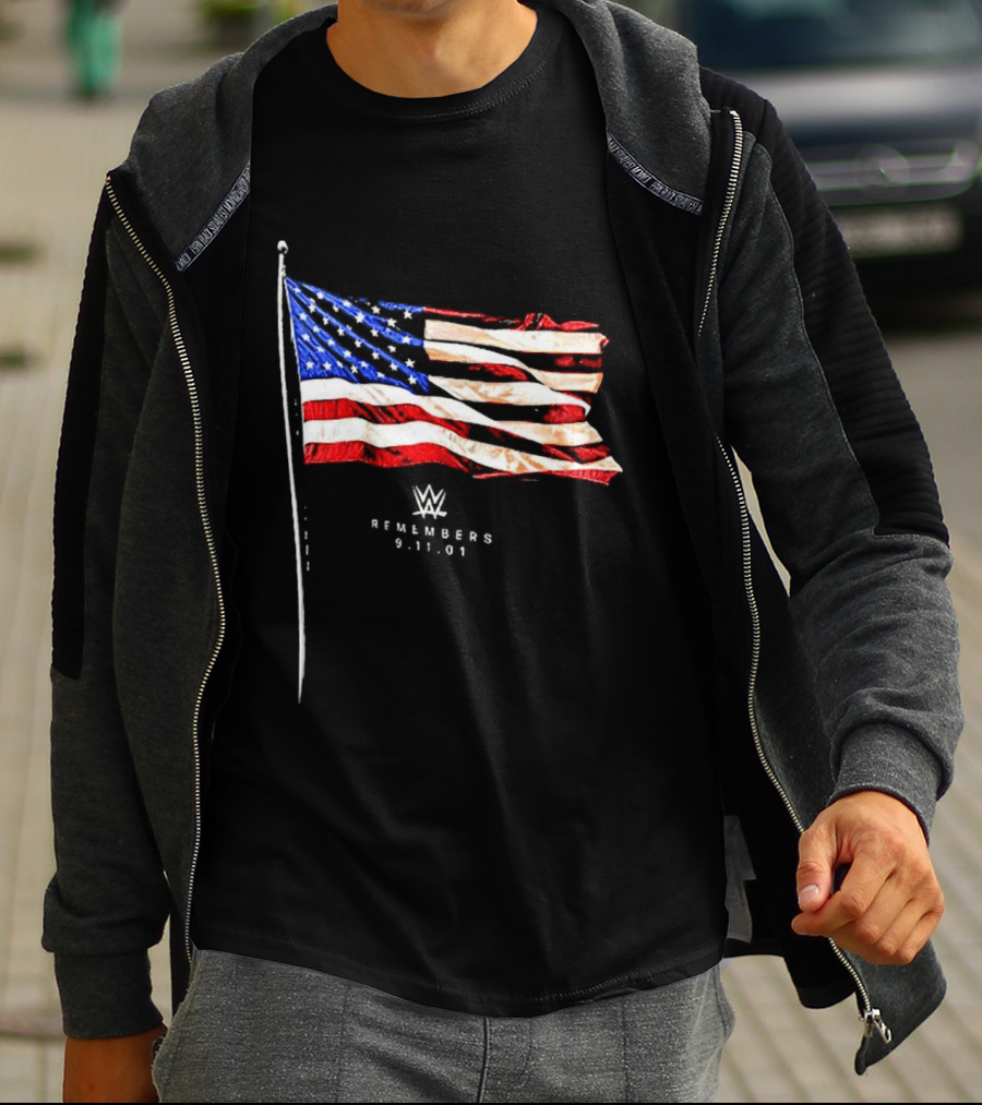 WWE Remembers American Flag Patriot Tribute Vintage Look T-Shirt