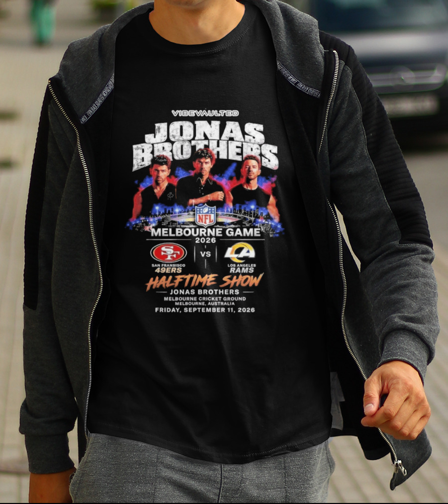 Viewvaulted Jonas Brothers Melbourne Game 2026 49ers Vs Rams Halftime Show September 19 T-Shirt
