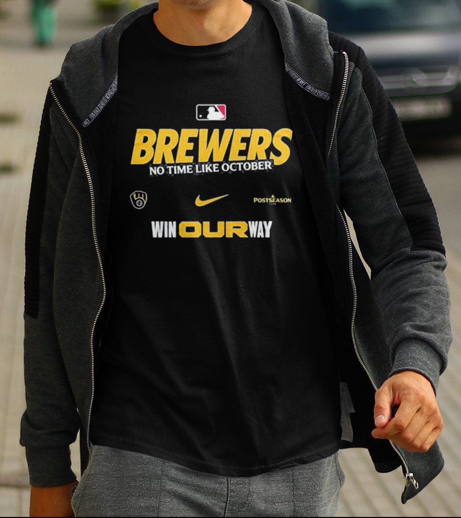 Brewers No Time Like October Win Our Way Postseason Nike MLB T-Shirt