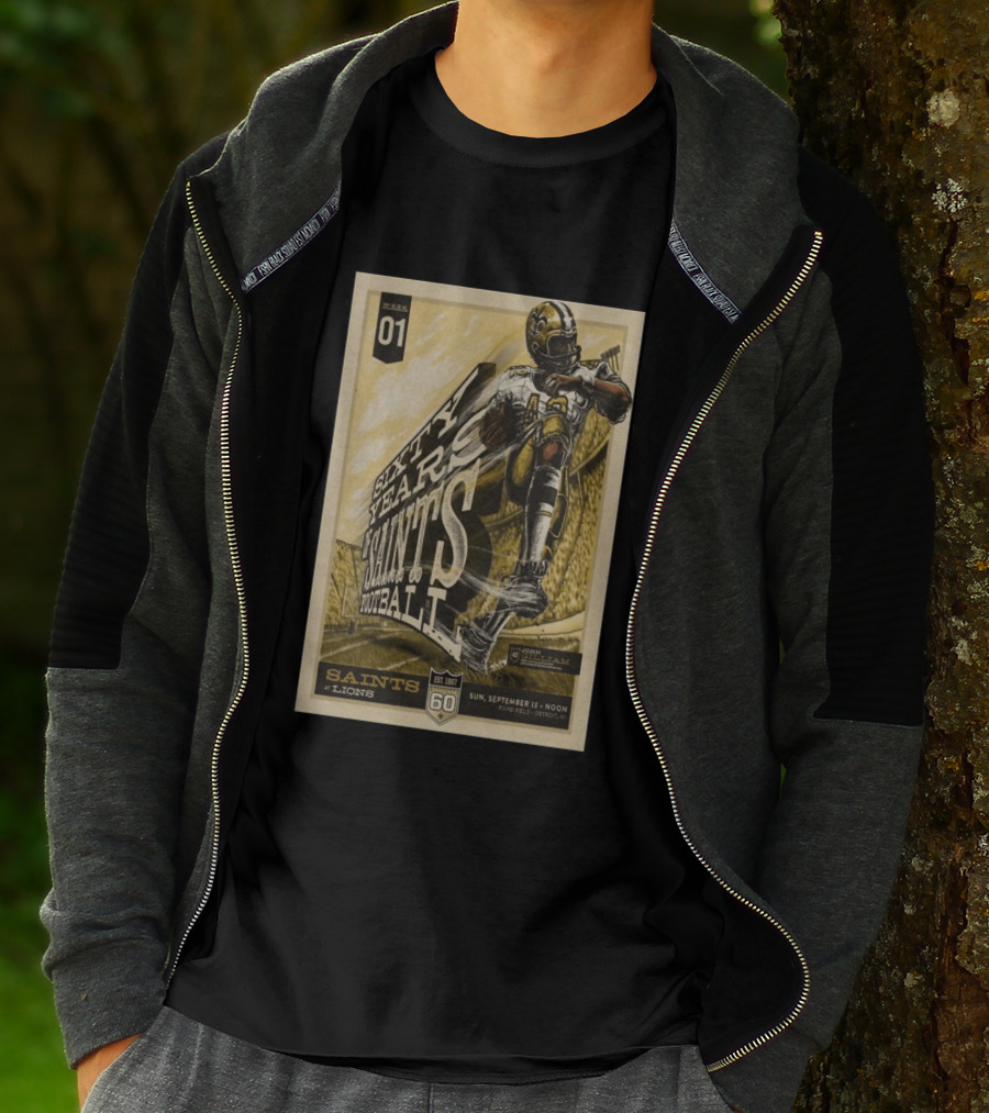 New Orleans Saints Vs Detroit Lions 60th Anniversary John Gilliam Tribute September 13 2026 Ford Field T-Shirt