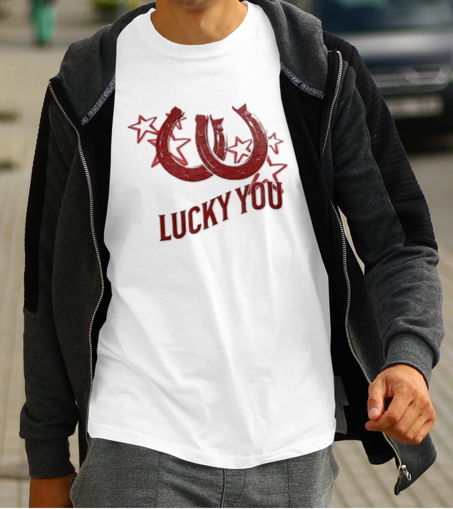 Lucky You Two Horseshoes Stars T-Shirt