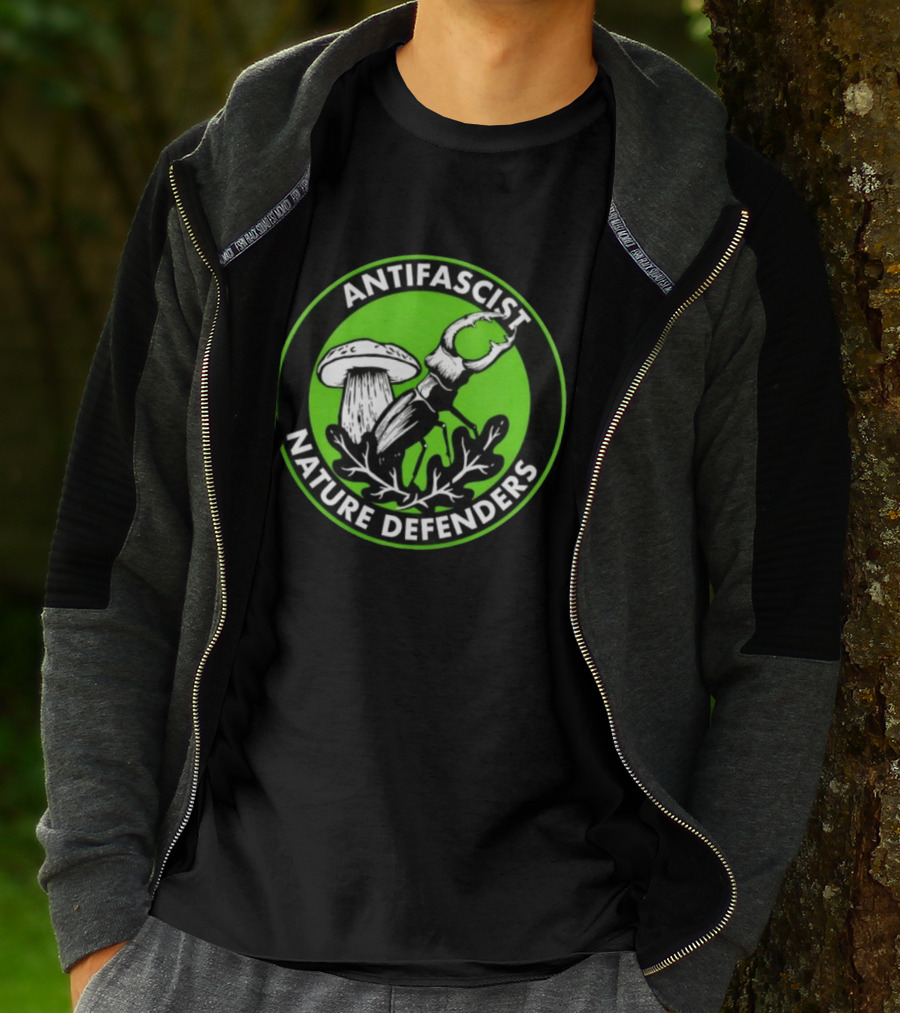 Antifascist Nature Defenders Mushroom Beetle T-Shirt