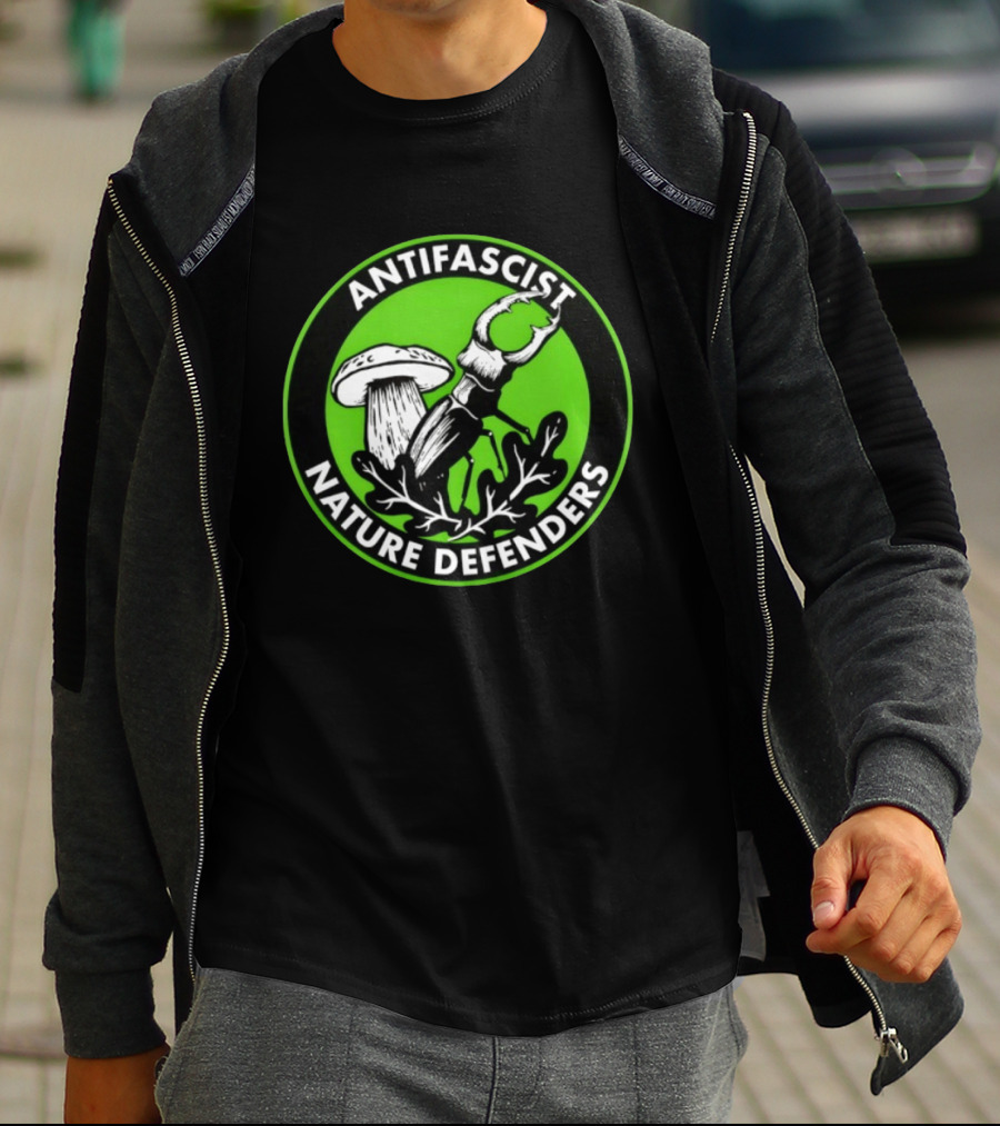 Antifascist Nature Defenders Mushroom Beetle T-Shirt