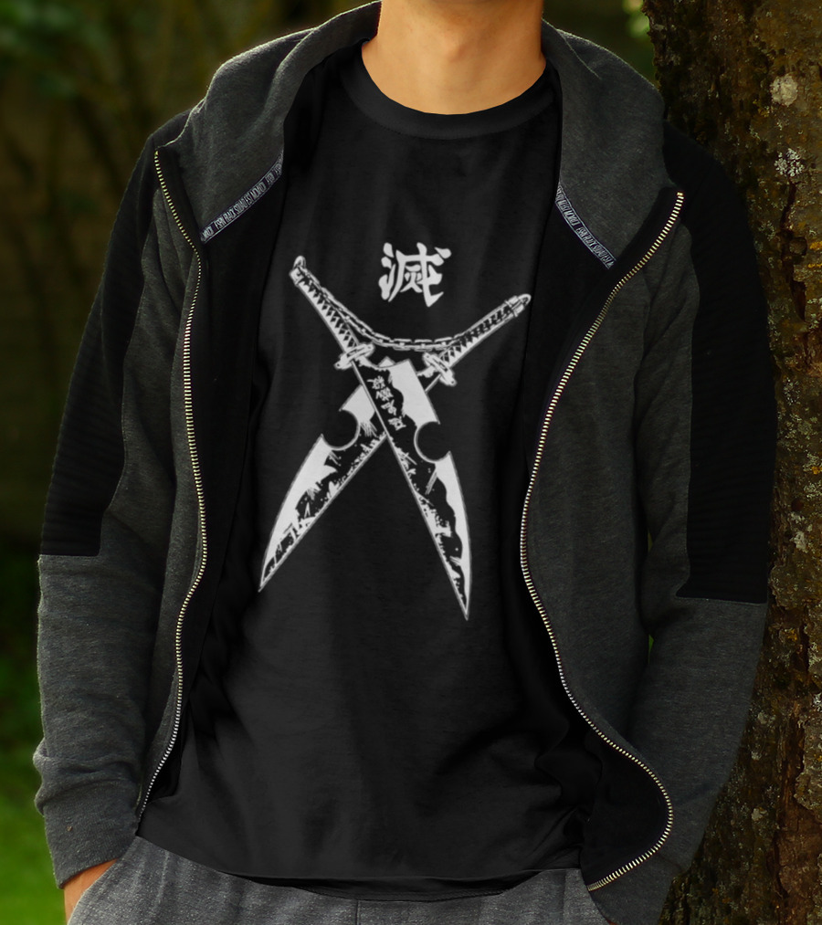 Tengen Uzui Demon Slayer Crossed Twin Blades Kanji T-Shirt