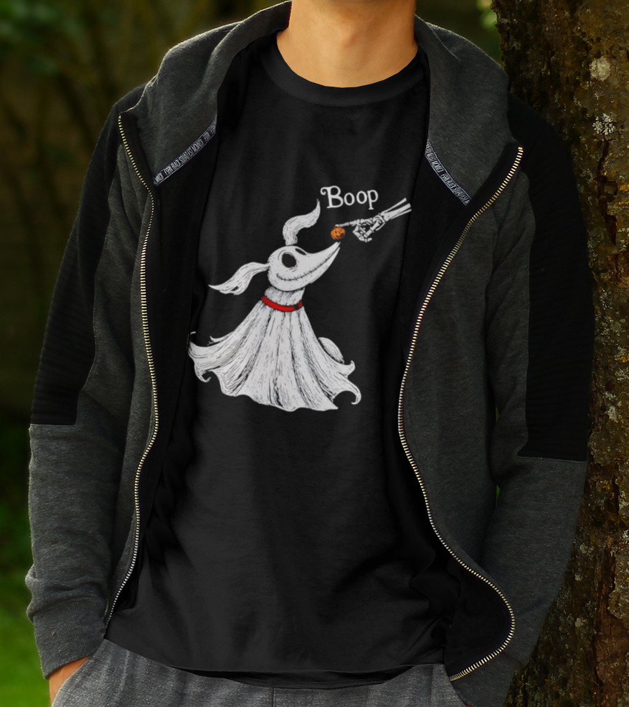Zero Dog Boop Halloween Skeleton Hand Ghost Dog Pumpkin Nose T-Shirt
