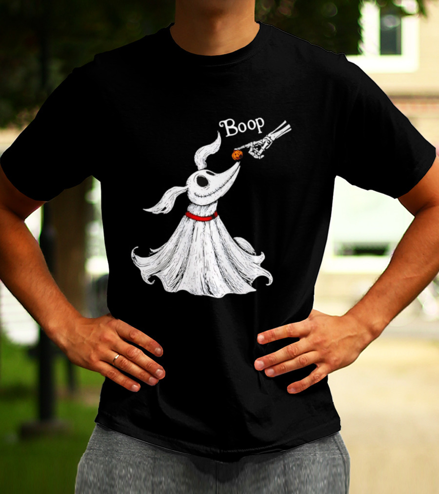 Zero Dog Boop Halloween Skeleton Hand Ghost Dog Pumpkin Nose T-Shirt