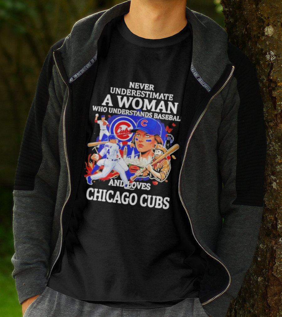 Never Underestimate A Woman Who Understands Baseball And Loves Chicago Cubs T-Shirt