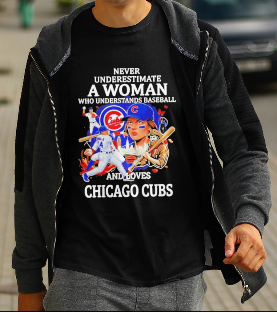 Never Underestimate A Woman Who Understands Baseball And Loves Chicago Cubs T-Shirt