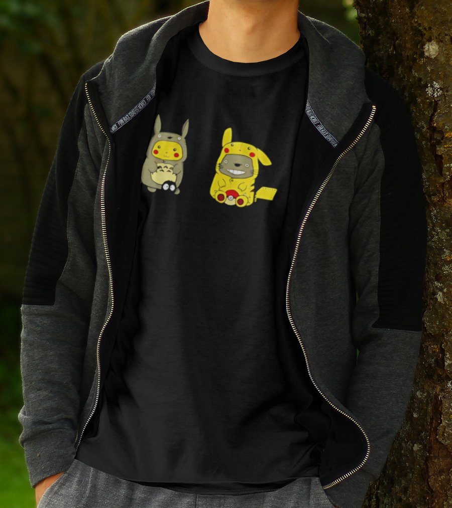 Pikachu Pokémon My Neighbor Totoro Studio Ghibli Crossover Characters T-Shirt