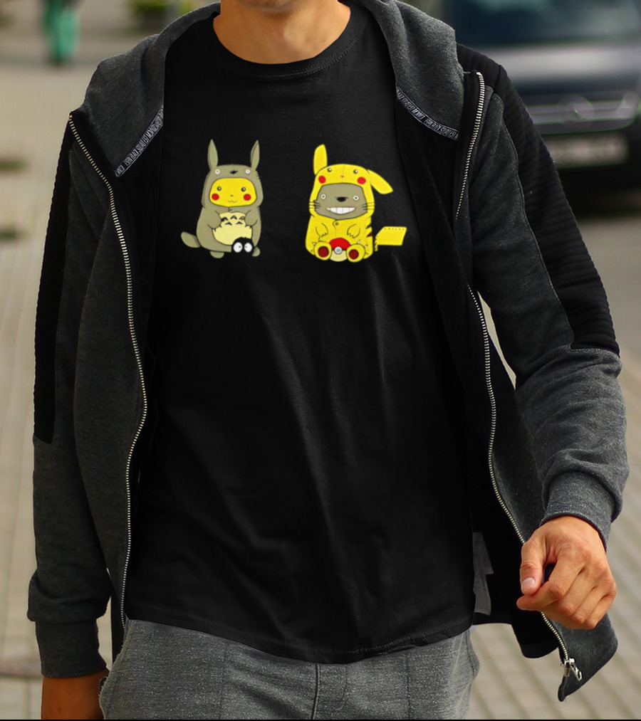 Pikachu Pokémon My Neighbor Totoro Studio Ghibli Crossover Characters T-Shirt