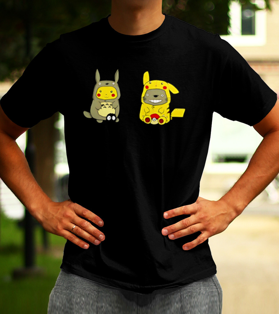 Pikachu Pokémon My Neighbor Totoro Studio Ghibli Crossover Characters T-Shirt