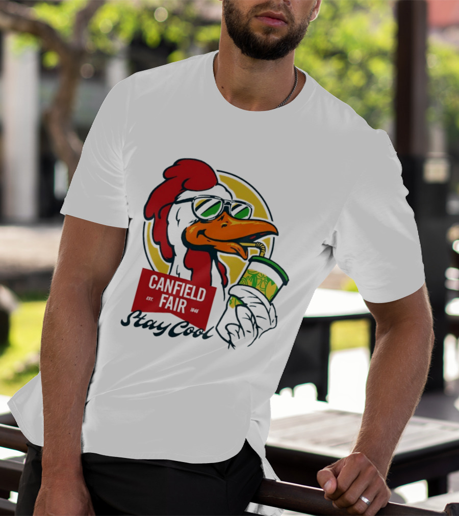 Canfield Fair Stay Cool Rooster Drinking Lemonade T-Shirt