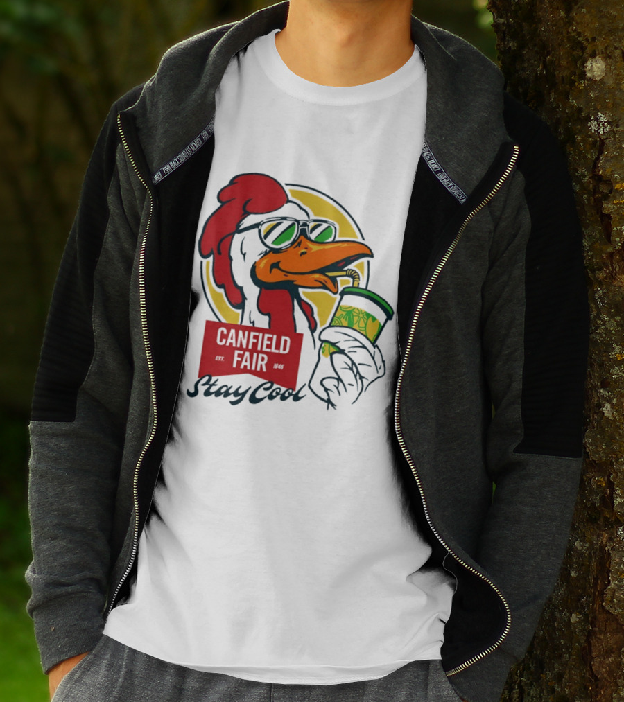 Canfield Fair Stay Cool Rooster Drinking Lemonade T-Shirt