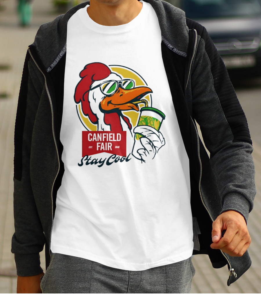 Canfield Fair Stay Cool Rooster Drinking Lemonade T-Shirt