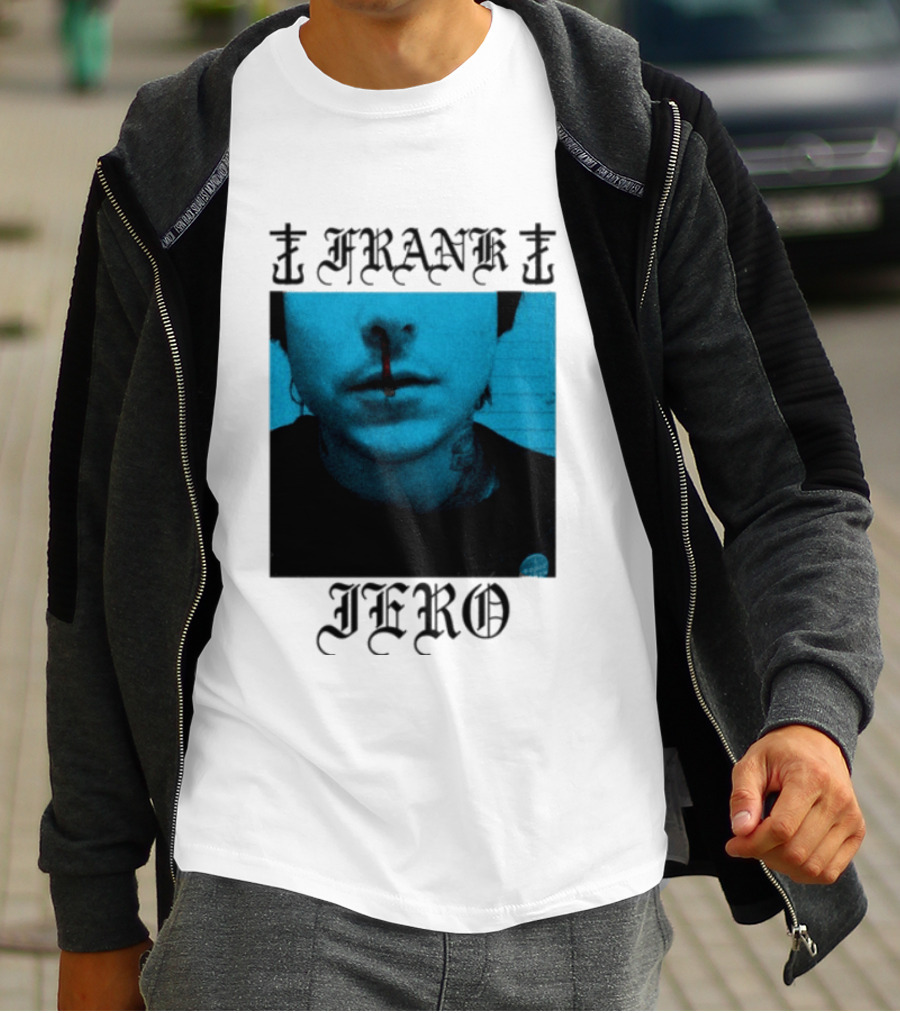 FRANK IERO Bloody Nose Blue White T-Shirt