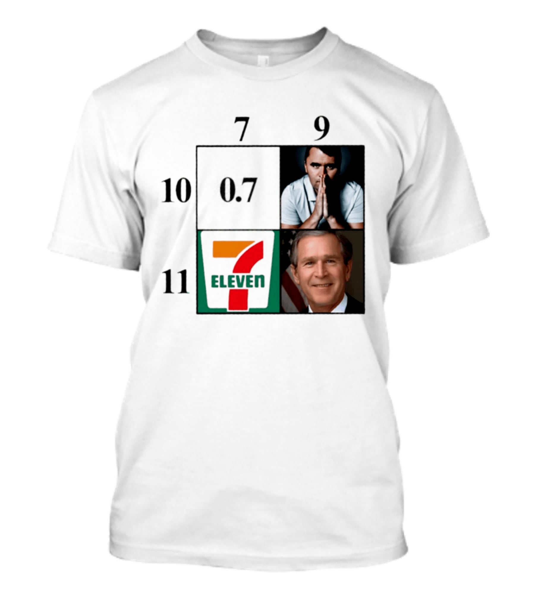 7 Eleven 07 George W. Bush Charlie Kirk Punnett Square 9 10 11 T-Shirt