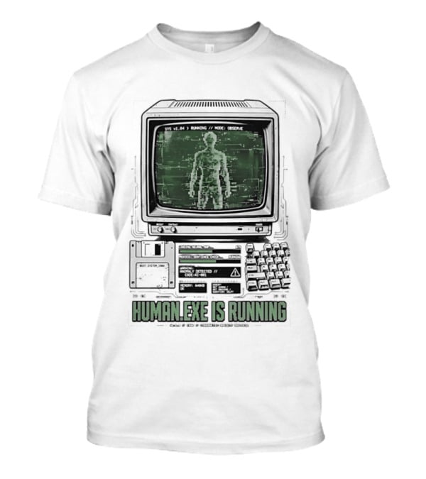 Human Exe Is Running AI Vintage Computer Terminal Display T-Shirt