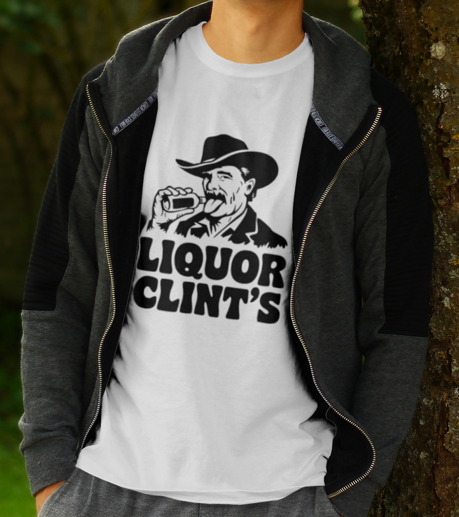Liquor Clint's Clint Eastwood Western Cowboy Drinking Whiskey T-Shirt